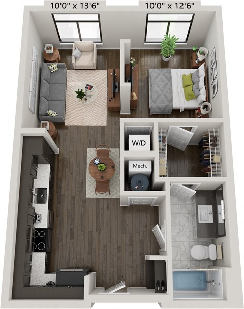 studio one bath floorplan
